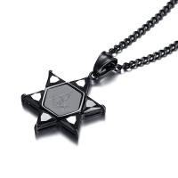 Stainless Steel Star Pendant, black ionic, with cubic zirconia Approx 