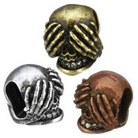 Large Hole Brass Beads, Skull, plated, micro pave cubic zirconia Approx 