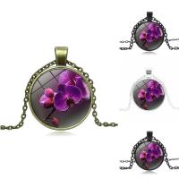 Time Gem Jewelry Necklace, Zinc Alloy, Flat Round, plated, Unisex & oval chain & decal lead & cadmium free Approx 17.5 Inch 