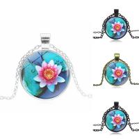 Time Gem Jewelry Necklace, Zinc Alloy, Flat Round, plated, Unisex & oval chain & decal lead & cadmium free Approx 17.5 Inch 