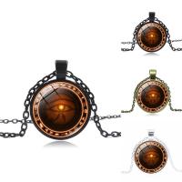 Time Gem Jewelry Necklace, Zinc Alloy, with Glass, with 50mm extender chain, Flat Round, plated, Unisex & oval chain & decal lead & cadmium free Approx 17.7 Inch 