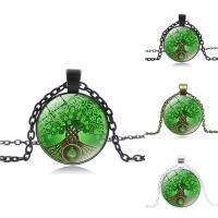 Time Gem Jewelry Necklace, Zinc Alloy, with iron chain & Glass, with 50mm extender chain, Flat Round, plated, Unisex & oval chain & decal lead & cadmium free Approx 17.7 Inch 