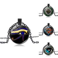 Time Gem Jewelry Necklace, Zinc Alloy, with iron chain & Glass, with 50mm extender chain, Flat Round, plumbum black color plated, Unisex & oval chain & decal, lead & cadmium free Approx 17.7 Inch 