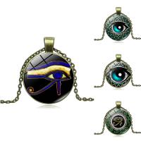Time Gem Jewelry Necklace, Zinc Alloy, with iron chain & Glass, with 50mm extender chain, Flat Round, antique bronze color plated, Unisex & oval chain & decal, lead & cadmium free Approx 17.7 Inch 