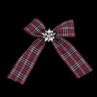 Cotton Brooch, with Zinc Alloy, Bowknot, for woman & with rhinestone 