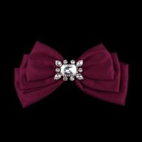 Satin Ribbon Brooch, with Zinc Alloy, Bowknot, for woman & with rhinestone 