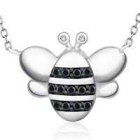 Sterling Silver Jewelry Necklace, 925 Sterling Silver, Bee, oval chain & for woman & with rhinestone Approx 18 Inch 
