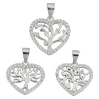 Cubic Zirconia Micro Pave Sterling Silver Pendant, 925 Sterling Silver, Heart & micro pave cubic zirconia 
