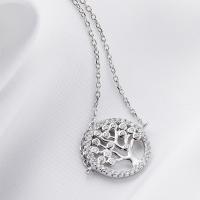 Sterling Silver Bracelets, 925 Sterling Silver, Tree, oval chain & for woman & with rhinestone, 14.5mm, 1mm Approx 6.7 Inch 