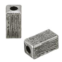 Zinc Alloy Jewelry Beads, Rectangle, antique silver color plated Approx 1.5mm 