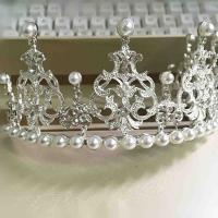 Bridal Tiaras, Alloy, with Plastic Pearl, plated, with rhinestone 