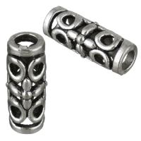 Zinc Alloy Large Hole Beads, Column, antique silver color plated, hollow Approx 3.5mm 