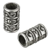 Zinc Alloy Large Hole Beads, Column, antique silver color plated, hollow Approx 5.5mm 