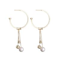 Plastic Pearl Zinc Alloy Earring, with ABS Plastic Pearl, stainless steel post pin, Tassel, plated, for woman lead & cadmium free 