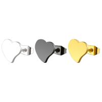 Stainless Steel Stud Earring, Heart, plated, for woman 8mm 