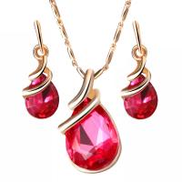 Zinc Alloy Jewelry Set, earring & necklace, with Crystal, with 2.3lnch extender chain, Teardrop, gold color plated, vintage & bar chain & for woman & faceted & hollow 18mm ,25mm Approx 18.1 Inch 