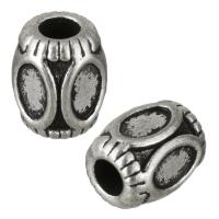 Zinc Alloy Large Hole Beads, Drum, antique silver color plated Approx 3.5mm, Inner Approx 