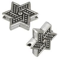 Perles 'étoiles en alliage de zinc, Hexagram, Plaqué de couleur d'argent Environ 1.5mm, Vendu par PC
