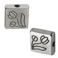 Zinc Alloy Jewelry Beads, Rectangle, antique silver color plated Approx 1.5mm 