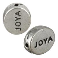 Zinc Alloy Alphabet Beads, Flat Round, antique silver color plated, with letter pattern Approx 1mm 