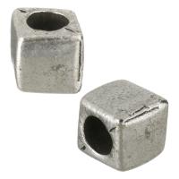 Zinc Alloy Large Hole Beads,  Square, antique silver color plated Approx 4mm 