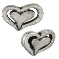 Perles coeur en alliage de zinc, Plaqué de couleur d'argent Environ 1mm, Vendu par PC