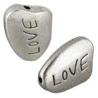 Perles en alliage zinc, alliage de zinc, mot amour, Plaqué de couleur d'argent, avec le motif de lettre Environ 1mm, Vendu par PC