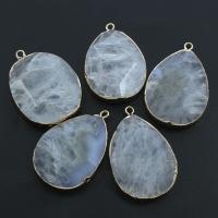 Clear Quartz Pendant, with Brass, gold color plated, mixed - Approx 2mm 