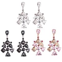 Zinc Alloy Drop Earring, with Crystal, plated, Bohemian style & for woman & faceted & with rhinestone 