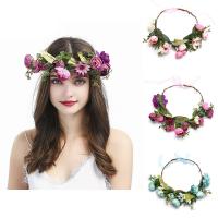Spun Silk Hair Wreath, with Organza, Flower, Bohemian style & for woman 