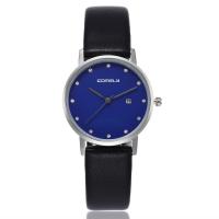 Unisex Wrist Watch, PU Leather, with zinc alloy dial & Glass, Flat Round, platinum color plated, adjustable Approx 9 Inch 
