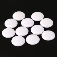 Solide Acryl Perlen, flache Runde, Volltonfarbe, weiß, 21mm, Bohrung:ca. 1mm, 100PCs/Tasche, verkauft von Tasche