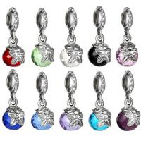Crystal Zinc Alloy Pendants, with Crystal, silver color plated, without troll & faceted Approx 4.5mm 