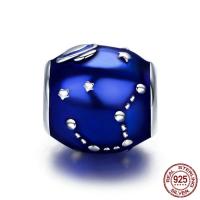 Enamel Sterling Silver European Beads, 925 Sterling Silver, Drum, without troll Approx 4.5-5mm 