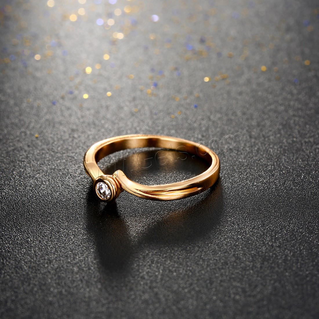 Цирконий Micro Pave Латунь палец кольцо, плакированный настоящим золотом, разный размер для выбора & инкрустированное микро кубического циркония & Женский, 4mm, продается PC