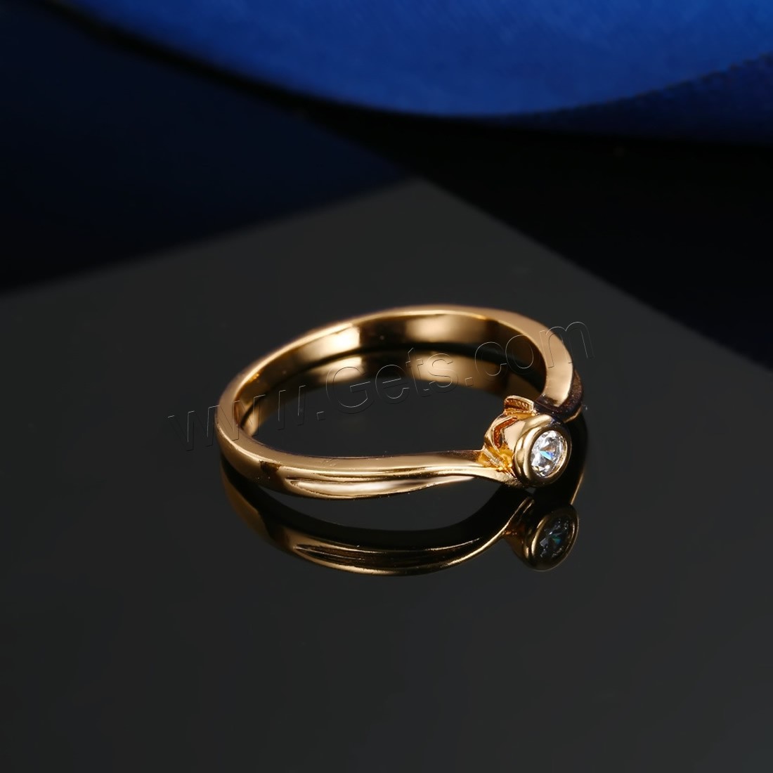 Цирконий Micro Pave Латунь палец кольцо, плакированный настоящим золотом, разный размер для выбора & инкрустированное микро кубического циркония & Женский, 4mm, продается PC