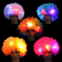 Perruques plein la tête, Fibre, LED, couleurs mélangées, 30-40cm, Vendu par PC