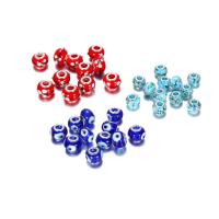 Art und Weise Lampwork European Beads, Trommel, silberfarben plattiert, verschiedene Muster für Wahl & einzelne Eisenkern ohne troll, 9x14mm, Bohrung:ca. 4.8mm, verkauft von PC