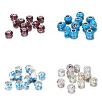 Art und Weise Lampwork European Beads, Trommel, silberfarben plattiert, verschiedene Muster für Wahl & einzelne Eisenkern ohne troll, 9x14mm, Bohrung:ca. 4.8mm, verkauft von PC