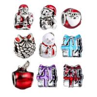 Zinc Alloy European Bead, antique silver color plated, Christmas jewelry & without troll & enamel & with rhinestone Approx 4.8mm 