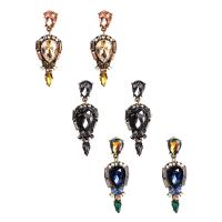 Zinc Alloy Drop Earring, with Crystal, gold color plated, vintage & for woman & faceted & with rhinestone & hollow 