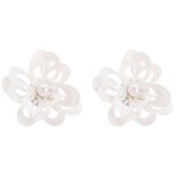 Zinc Alloy Stud Earring, with Plastic Sequin & Plastic Pearl, plated, vintage & for woman & hollow 