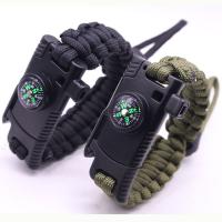 Polyester Cord Survival Bracelet, with Plastic, Built-in Blade & with a fire stick & with whistle & with compass & Unisex, Random Color, 25mm Approx 9 Inch 