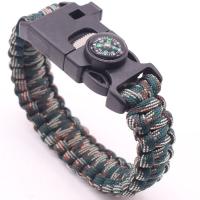 Polyester Cord Survival Bracelet, with Plastic, Built-in Blade & with a fire stick & with whistle & with compass & Unisex 25mm Approx 9 Inch 