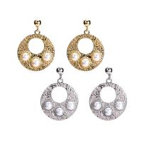 Plastic Pearl Zinc Alloy Earring, with Plastic Pearl, plated, vintage & for woman & hollow 