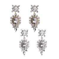 Zinc Alloy Drop Earring, with Crystal & Plastic Pearl, plated, vintage & for woman & faceted & with rhinestone 
