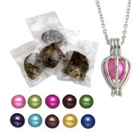 Natural Freshwater Pearl Jewelry Sets, Wish Pearl Oyster & necklace, with brass chain, Potato, oval chain & for woman 7-8mm Approx 17.5 Inch 
