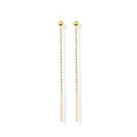 Fashion Stainless Steel Thread Through Earrings, gold color plated, for woman 