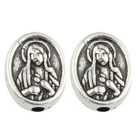 Zinc Alloy Jewelry Beads, Flat Oval, antique silver color plated, Christian Jewelry, lead & cadmium free Approx 1mm 