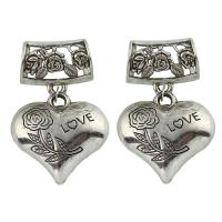 Zinc Alloy Scarf Pendants, Heart, antique silver color plated, with letter pattern, lead & cadmium free Approx 15mm 